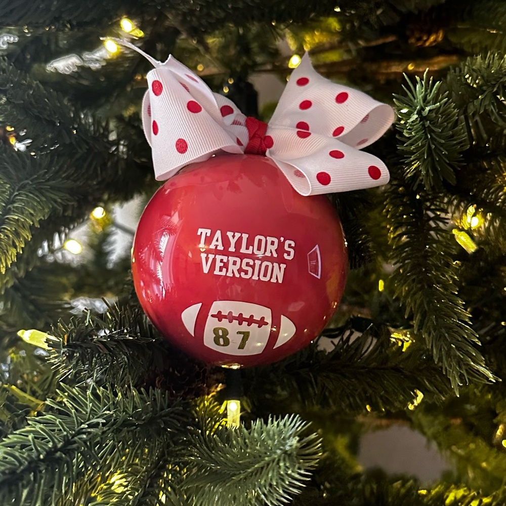 NFL football Taylor’s Version Ornament with large Bow
